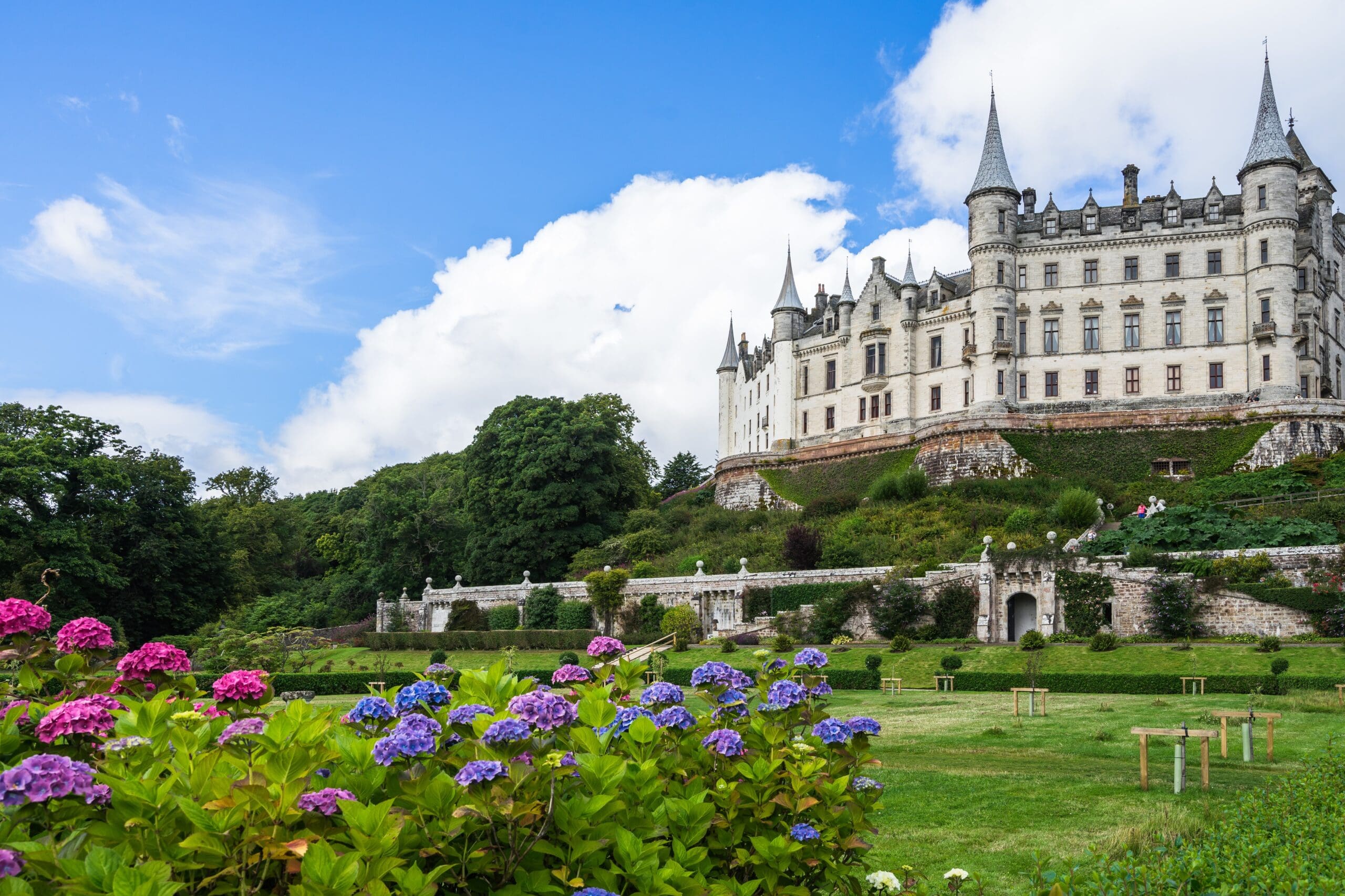 Beautiful shot of the famous Dunrobin Castle, in Sutherland, Scotland