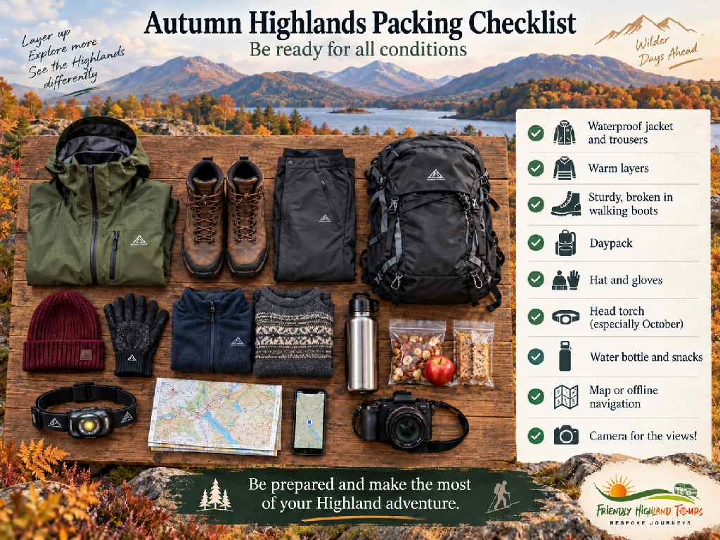 Autumn Scottish Highlands packing checklist for September and October