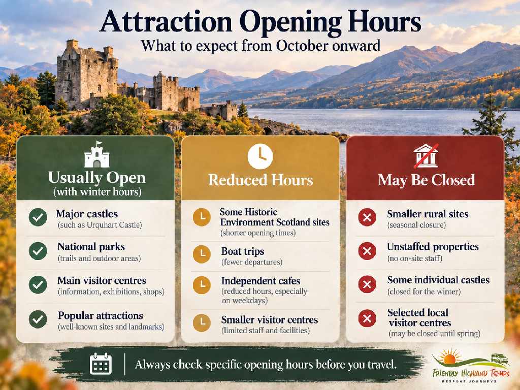 Scottish Highlands attraction opening hours from October onward