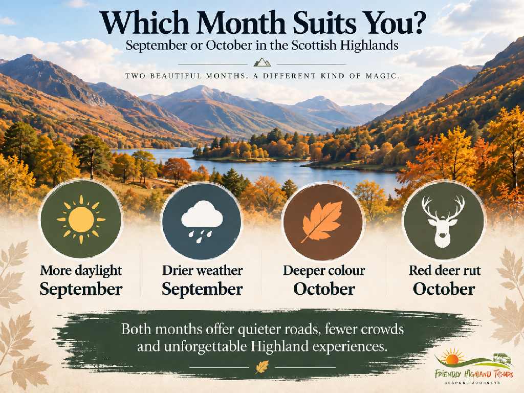 September or October Scottish Highlands travel comparison