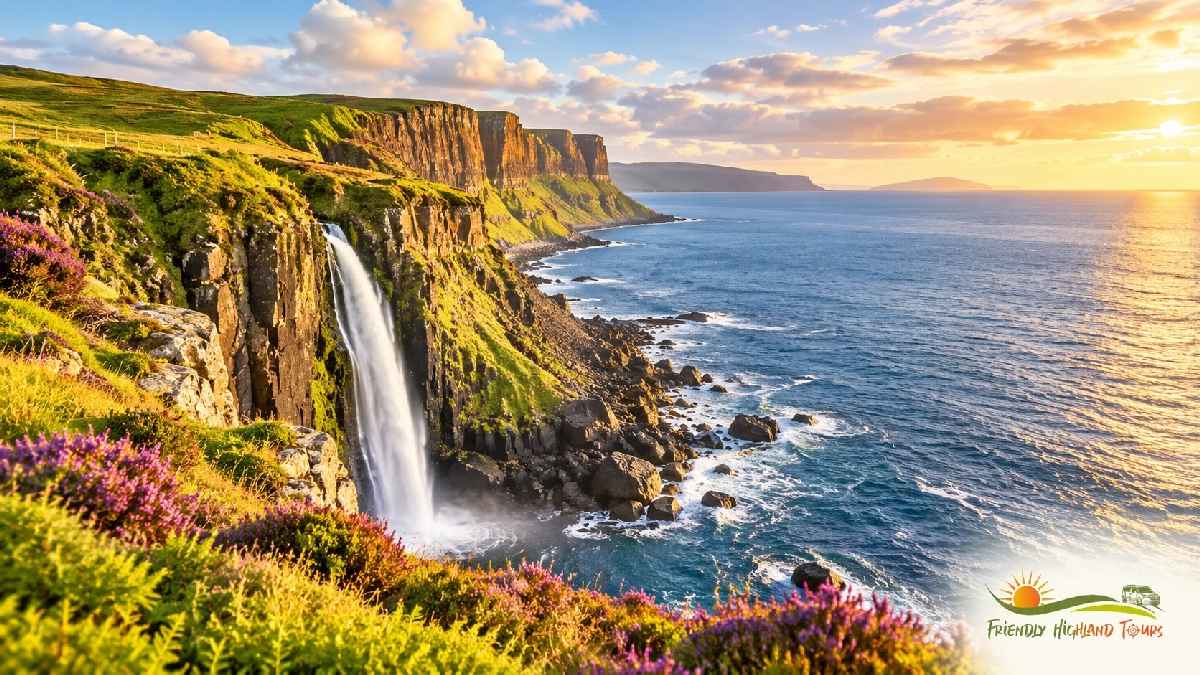 Kilt Rock and Mealt Falls on the Isle of Skye, a short walk from the car park