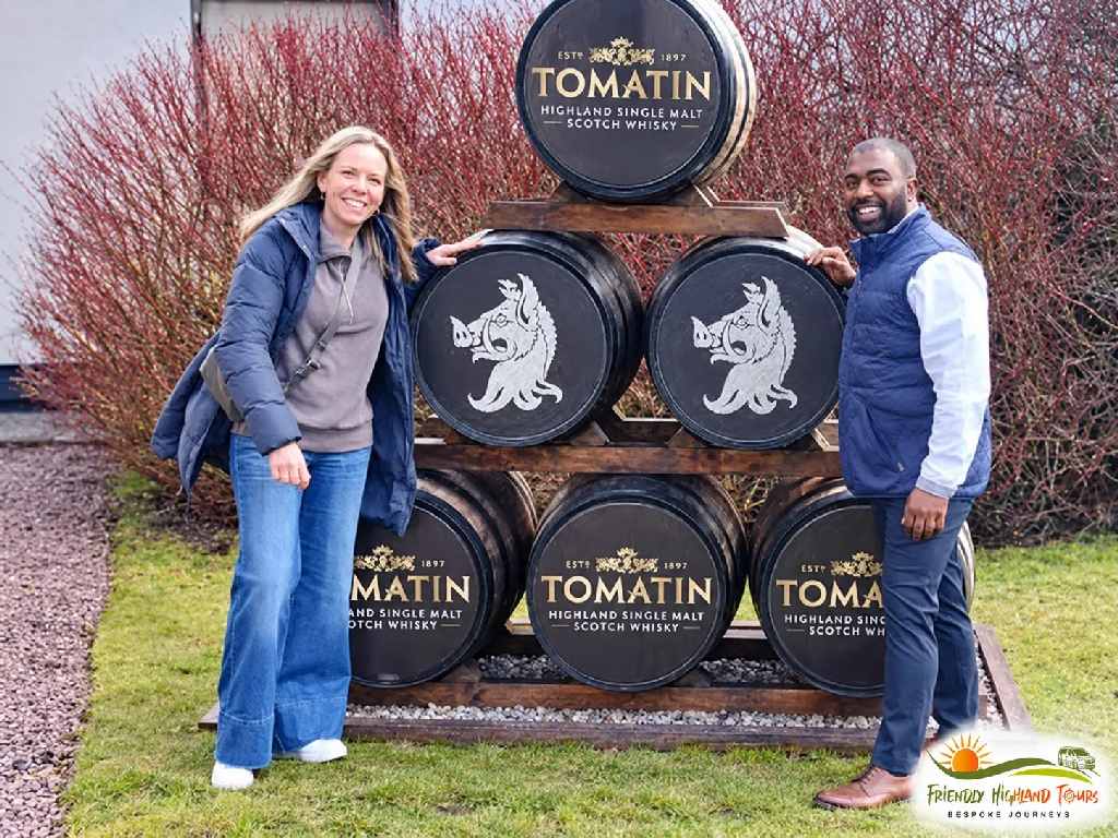Visitors at Distillery during a Highland whisky tour near Inverness